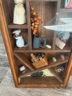 Vtg 1970s Wood Shadow Box Glass Door Curio Display Case 16x9 Asymmetrical Filled