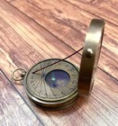 Antique Solid Brass Pocket Compass With Sundial Vintage Handmade Nautical Gift