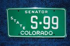 Colorado State Senator Sample License Plate