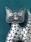 Sterling Silver Abstract Design Cat Pin  2  X 1    5 Grams