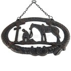 Praying Cowboy At Cross Horse Welcome Wall Decor Plaque Cast Iron Rustic Western