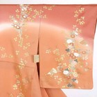 Recycled Silk Houmongi Kimono Orange Floral Lined  l  162cm