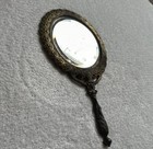 Antique Victorian Ornate Bradley   Hubbard Heavy Handheld Bronze Vanity Mirror