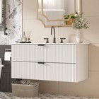 36  30  24  Wall Mounted Bathroom Vanity Cabinet With Ceramic Sink Combo White
