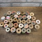 36 Vintage Wooden Spools Mixed Lot Belding Clark   s Thread Mending Sewing