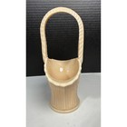 Vtg Westmoreland Almond Slag Gass Basket Floral Medallion Bridal Basket Vase