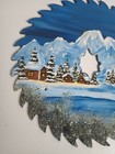 Vintage Hand Painted Saw Blade Cabin Mountain Scene