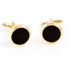 Black And Gold Onyx Designer Pattern 2 Cufflinks   4 Studs Tuxedo Set Bulk Pack