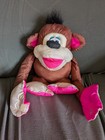 Fisher Price Monkey Chattering Chimp Vintage 1994 Nylon Brown Pink Plush Stuffed