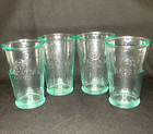 Set Of 4 Bacardi Rum Green Mojito Cocktail Glasses Embossed - New