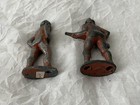 Lot Of 2 Vintage Lead Toy Figures Indian W Knife And W Rifle Hollow Cast Metal