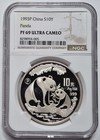 1993 China Proof Silver Panda 10 Yuan Ngc Pf69 Ucam