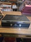 Vintage Black Faux Leather Jewelry Box Organizer Red Velvet Lined  Fleur-de-lis