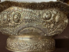 Antique Tiffany   Co Sterling Silver Repousse Rose   Fern Centerpiece Bowl