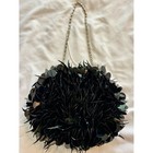 Black Sequin Wristlet Clutch Evening Bag Silver Kiss Lock Statemrnt Glam Purse
