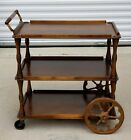 Antique Wood Serving Tea Bar Cart  Original 3-tier Rolling Server  Tea Wagon