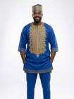 African High Quality Cotton Embroidered Dashiki Tops Only With Kufi Hat
