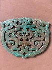 Large Chinese Turquoise Hand Carved  5dragons  2faces Huang Plaque
