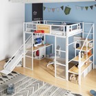 Metal Loft Bed With Desk Wardrobe Storage Shelves And Slide Full Size Bed Frames