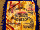 Vintage Souvenir Northern Minnesota Yellow Satin Pillow Case Cover