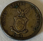 1944-d Philippines 20-centavos Silver Coin  Very Fine 4 Grams  75 Silver