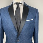 Jos A Bank Mens Dinner Jacket Paisley Blazer Blue Satin Lapel 44r