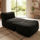 Large Memory Foam Bean Bag Chair For Adults     Big Lounger Sofa Seat For Black