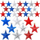 60 Pcs Patriotic Ornaments Hanging 4th Of July Stars Tree Ornaments Red Glitter