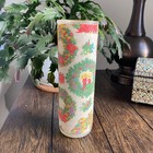 Vintage Sugar Frosted Christmas Wreaths Pillar Candle Holder 1970 s