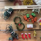 Vtg Dollhouse Miniature Christmas Tree Decor Lights Garland Wreath Presents Lot