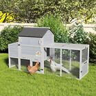 Coziwow 82  Large Wooden Chicken Coop With Wheels Nesting Box Rabbit Hutch Gray