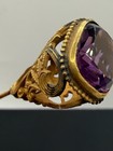Antique Victorian Amethyst Crystal Hat Pin Art Nouveau Hatpin 9    Long Gold-tone