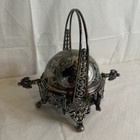 Vtg Silver-plated Caviar Or Butter Hooded Serving Dish Glass Liner 8 5    Read