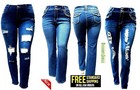 Jack David Womens Plus Size Destroy Distressed Blue Bootcut Skinny Denim Jeans