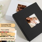 Photo Album 4x6 240 Photos With Writing Space Leather Cover Front Black 