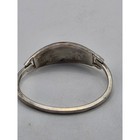 Vintage Alpaca Mexico Mother Of Pearl Abalone Inlay Hinged Bangle Bracelet
