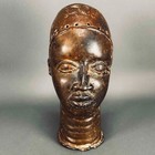 Superb 19th Century 15 5  Tall Antique Ife Bronze Head Fine Patina Benin 12 Lbs