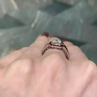 2ct Round Cut Real Moissanite   Ruby Halo Engagement Ring 14k White Gold Plated