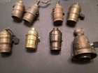 Vintage Old Electric Light Parts Brass Bulb Sockets Lot Of 8