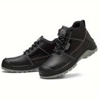 Men Waterproof Oil-resistant Work Boots Durable Black Steel Toe Safety Shoes