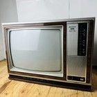 1980 Hitachi Vintage Crt Tv Retro Gaming 19    Tube Woodgrain - Works