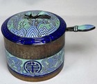 Vintage Korean Silver Ag 990 Cloisonn   Enamel 3 Pc Condiment Serving Floral
