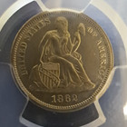 1862 10c Pcgs Pr61 Beautiful Seated Liberty Seated Proof Type Dime