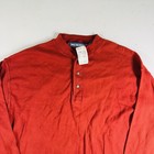 Van Heusen Vintage Henley Shirt Long Sleeve Orange Mens Size Medium Brand New