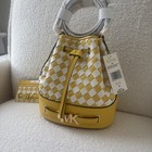 Michael Kors Reed Medium Drawstring Belted Intertwined Yellow Bucket Bag Nwt 