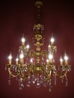 Large Chandelier Brass Crystal Baroque 12 Light 2 Tiers Lamp Spanish    28 