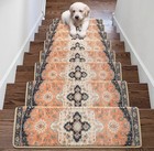 Bullnose Non-slip Carpet Stair Treads 14 Pk Red Boho Style 30 x9 5  Washable