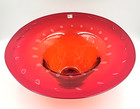 Vintage Blenko Glass  9418 Controlled Bubbles Tangerine Centerpiece Bowl Signed