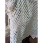 Crochet Knit Baby Blanket Blue Green White Handmade Stroller Blanket Gift