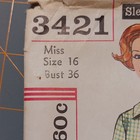 Simplicity 3421  Women s Dress Sewing Pattern  Vintage 50 s  Sz 16 Uncut